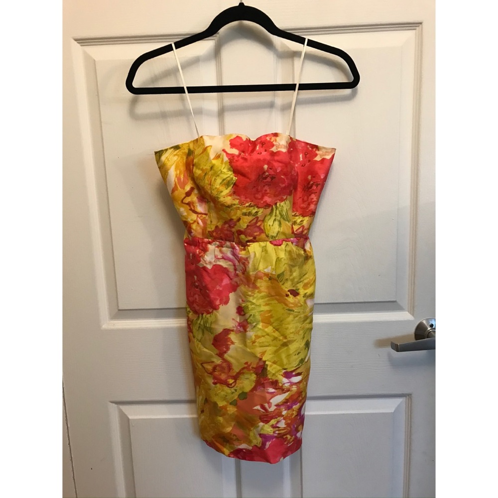 J.Crew strapless floral silk dress
